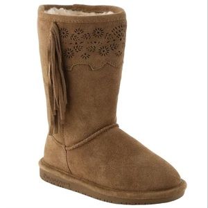 Bearpaw Girls Brown Suede Tallulah Fringe Boots Youth 4 NEW